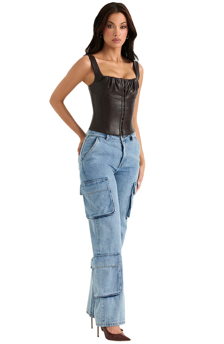 HOUSE OF CB Ria Washed Utility Cargo Jeans, Alternate, color, Blue