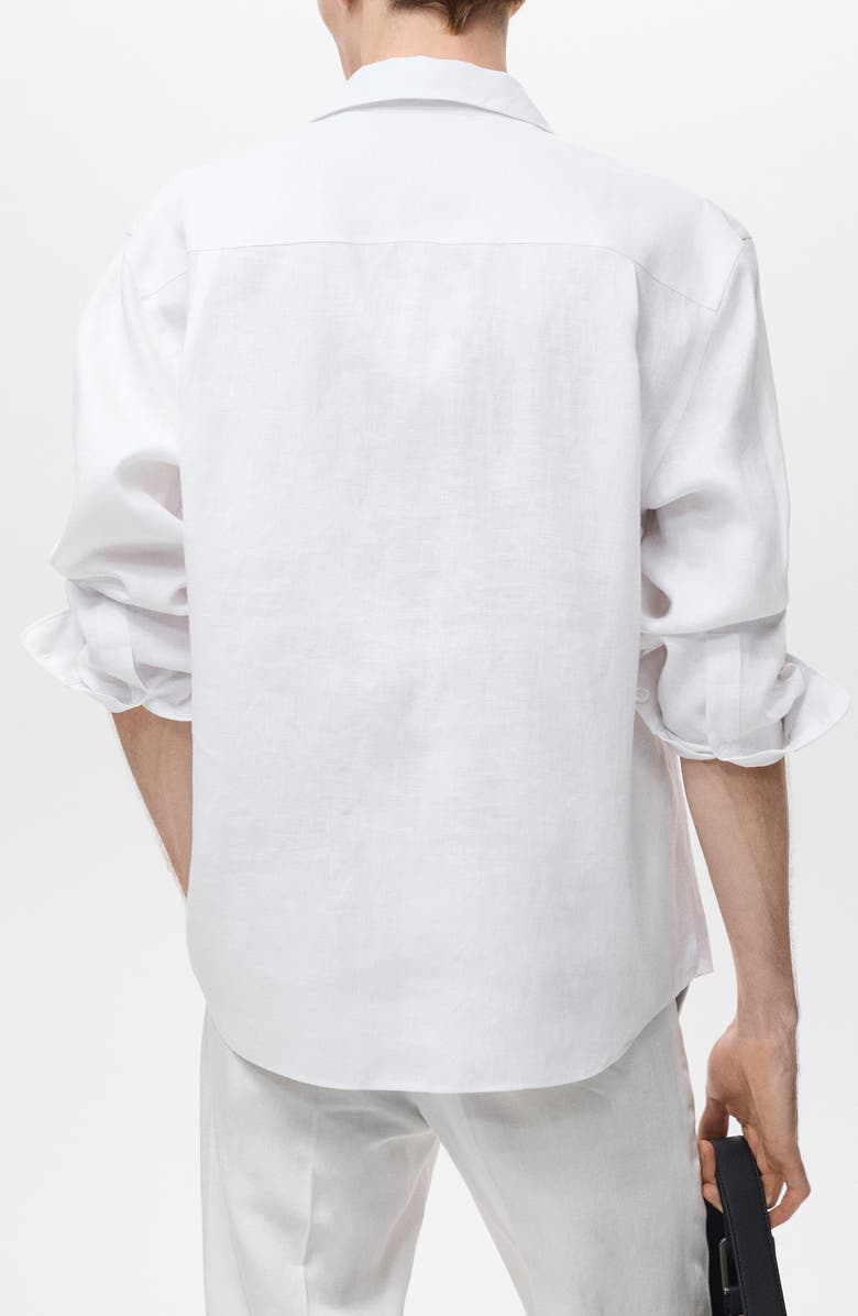 MANGO Regular Fit Linen Button-Up Shirt, Alternate, color, Off White
