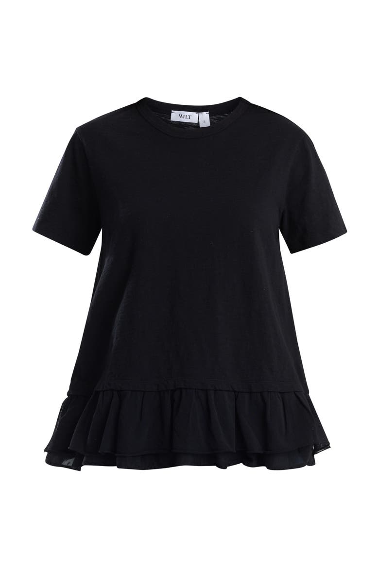 Short Sleeve Mixed Media Tee, Alternate, color, Black