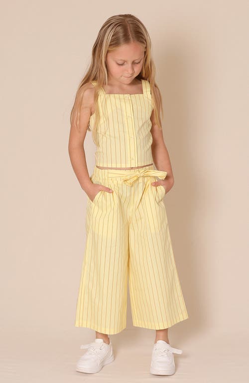 Tiny Tribe Kids' Stripe Cotton Tank & Wide Leg Pants Set In Yellow