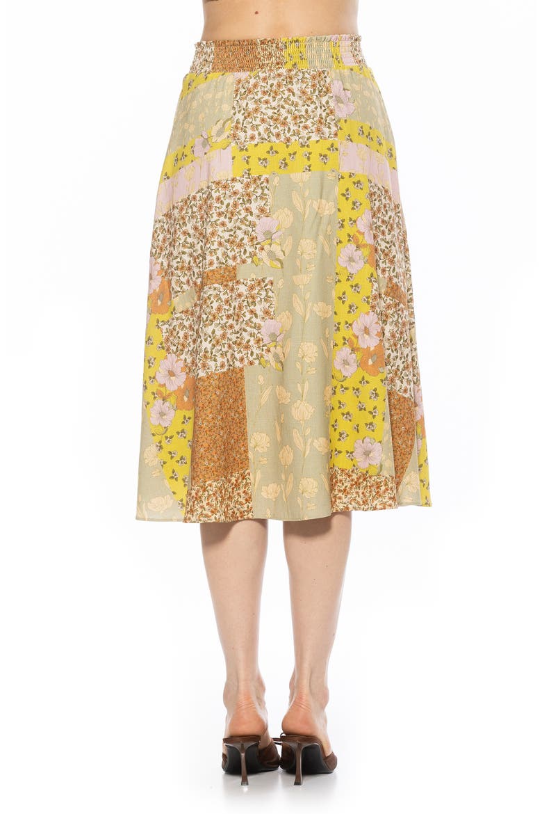 Kliene Floral Smocked A-Line Skirt, Alternate, color, BEIGE WILDFLOWERS