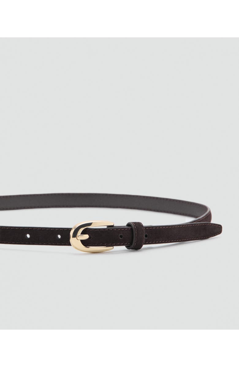 MANGO Thin Suede Belt, Alternate, color, Chocolate