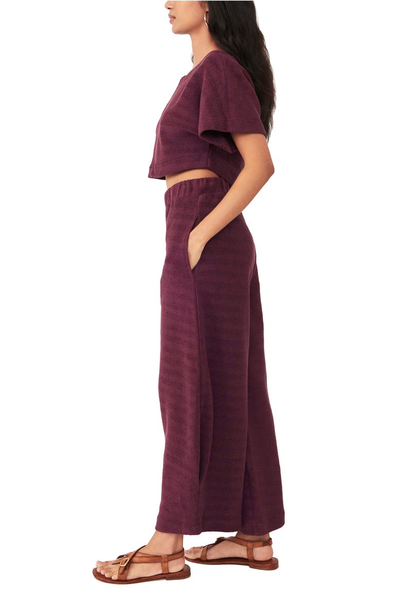free-est Free People Changing Tides Cotton Crop Top & Pants, Alternate, color, THUNDERCLAP
