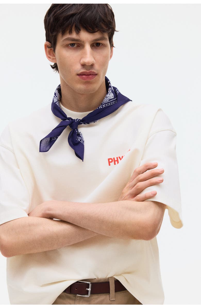 H&M Oversized printed t-shirt, Alternate, color, Cream/Phys.ed