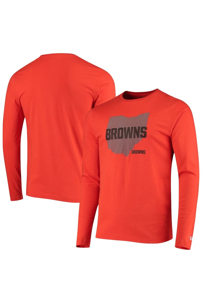 Men's New Era Orange Cleveland Browns State Long Sleeve T-Shirt, Main, color, Orange