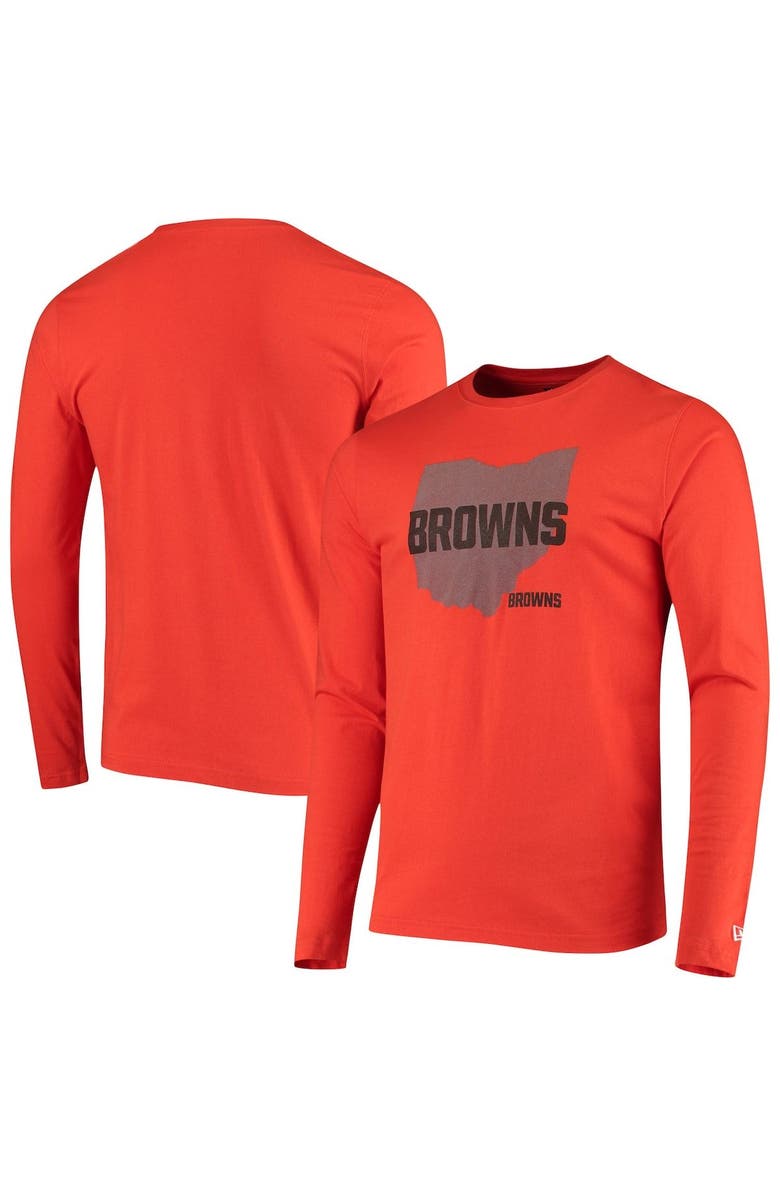 New Era Men's New Era Orange Cleveland Browns State Long Sleeve T-Shirt, Main, color, 