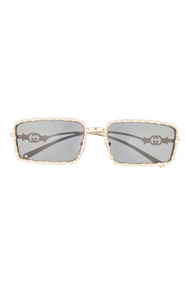 58mm Rectangular Sunglasses, Main, color, GOLD GOLD GREY