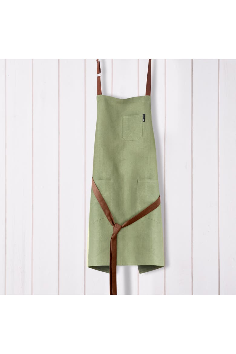 Everyday Linen Apron, Main, color, Desert Green / Brown