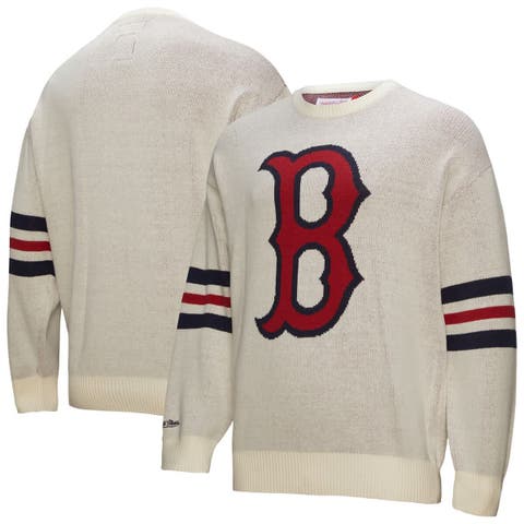 Men's Mitchell & Ness Cream Boston Red Sox Retro Pullover Sweater