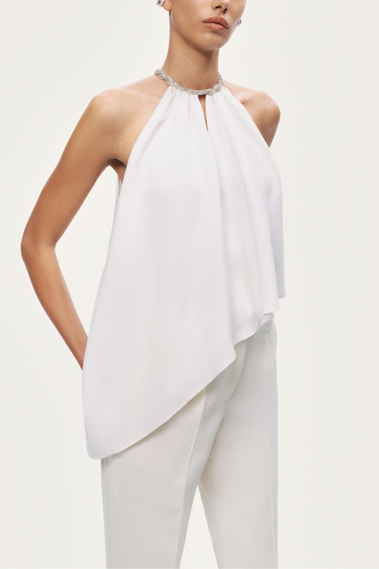 Embellished Halter Blouse, Alternate, color, White
