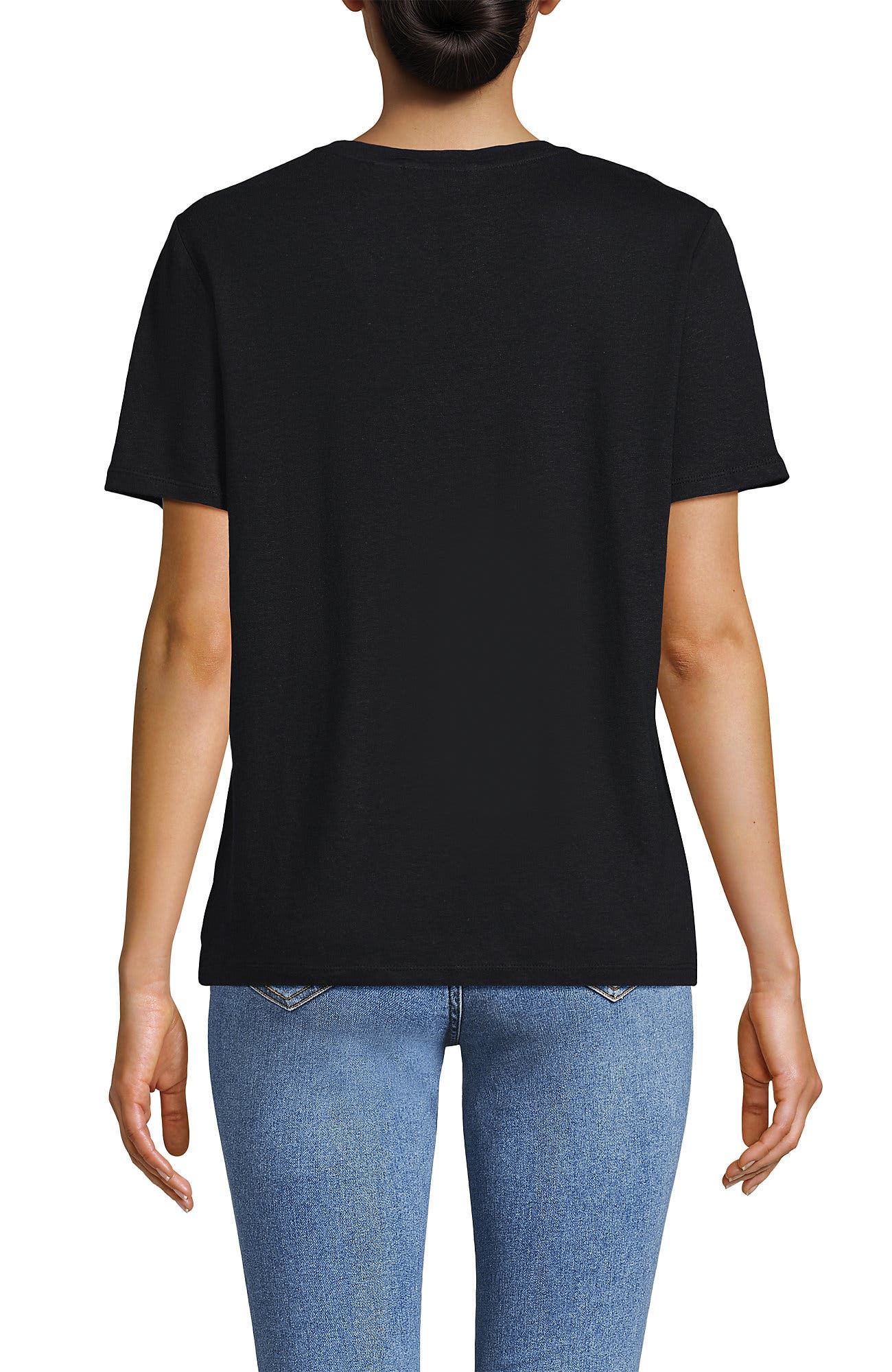 Short Sleeve Linen Blend V-Neck Tee - image 2