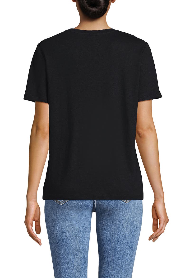 Short Sleeve Linen Blend V-Neck Tee, Alternate, color, Black