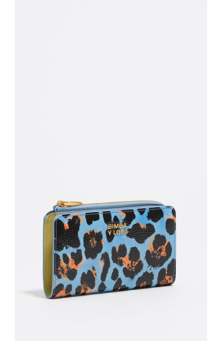Bimba y Lola Textured Leopard Print Compact Wallet, Main, color, Leopard Pastel Blue