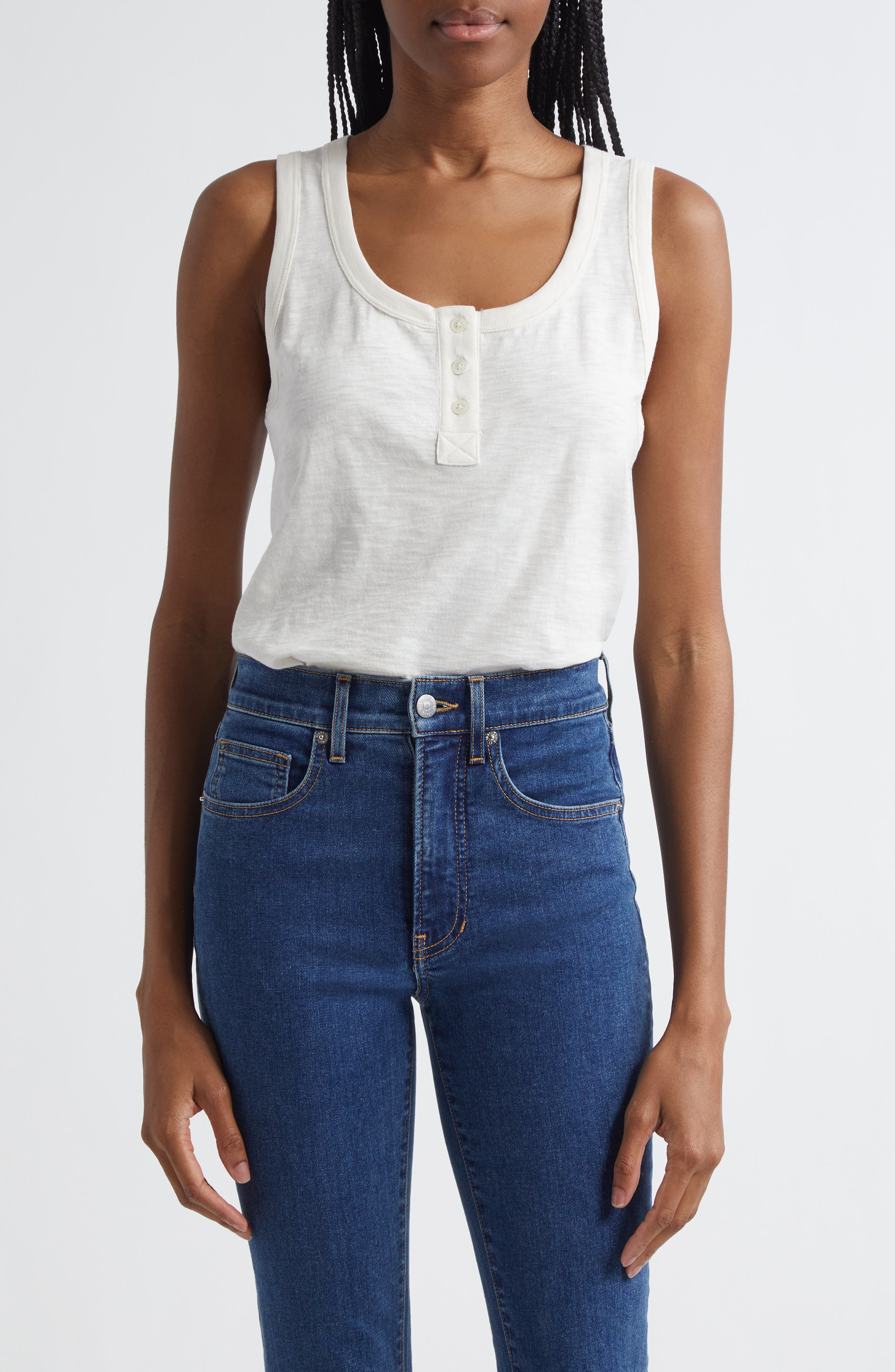 Veronica Beard Harrison Cotton Henley Tank
