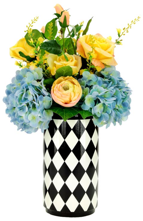 Hydrangea and Rose Arrangement in Vase
