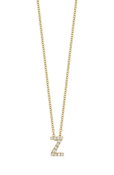 18k Gold Pavé Diamond Initial Pendant Necklace