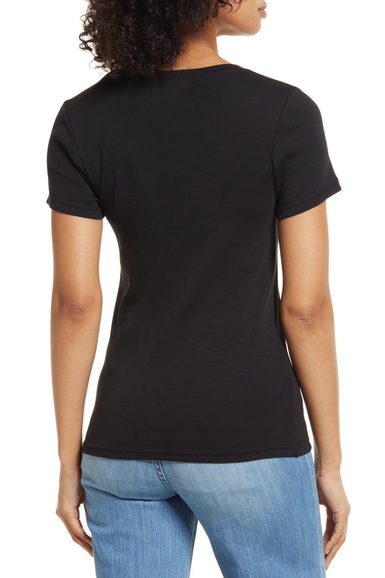 Essential Crew Neck Ribbed T-Shirt, Alternate, color, BLACK