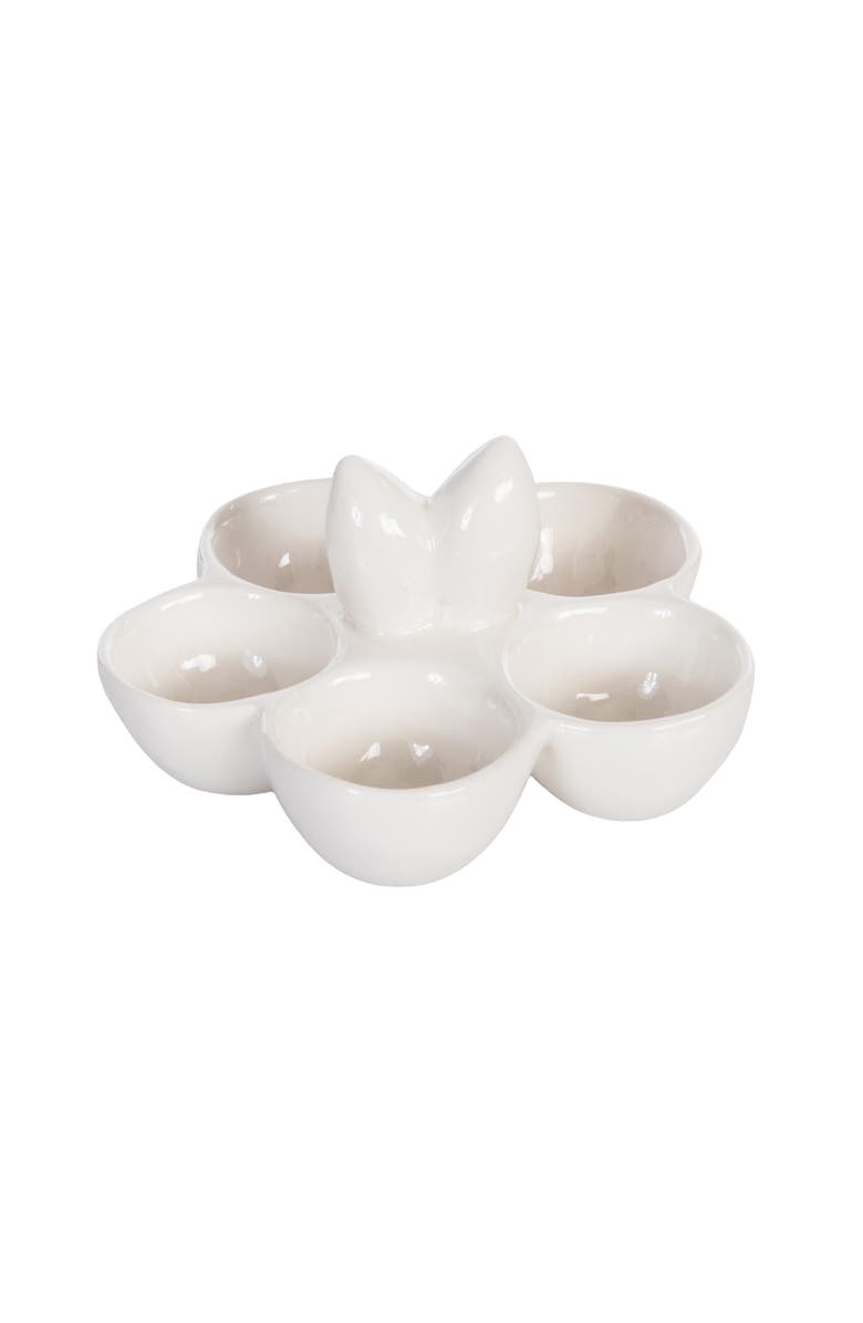 Gallerie II Easter Bunny Ears 5-Egg Sectional Stoneware Serving Platter 3" x 5.25", Alternate, color, White