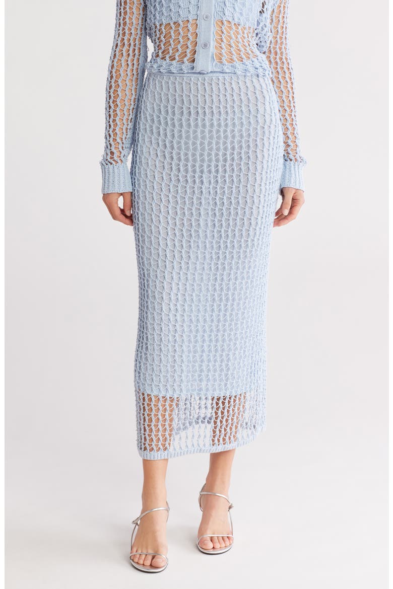 Odie Open Knit Maxi Skirt, Main, color, BLUE HAZE
