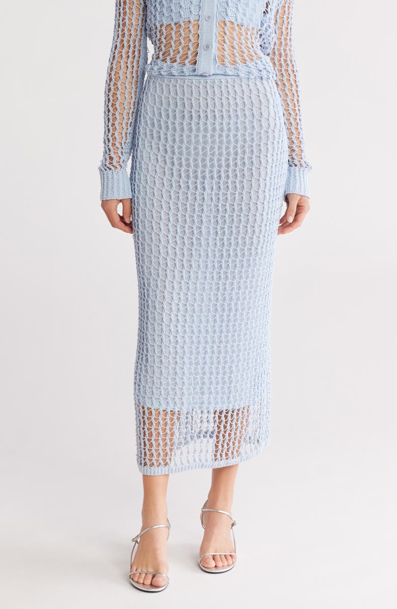 Simkhai Odie Open Knit Maxi Skirt, Main, color, Blue Haze