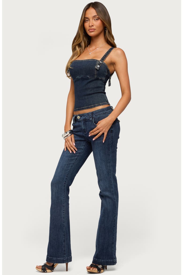 Koto Snap Button Stretch Denim Tank Top, Alternate, color, DARK-BLUE-WASHED