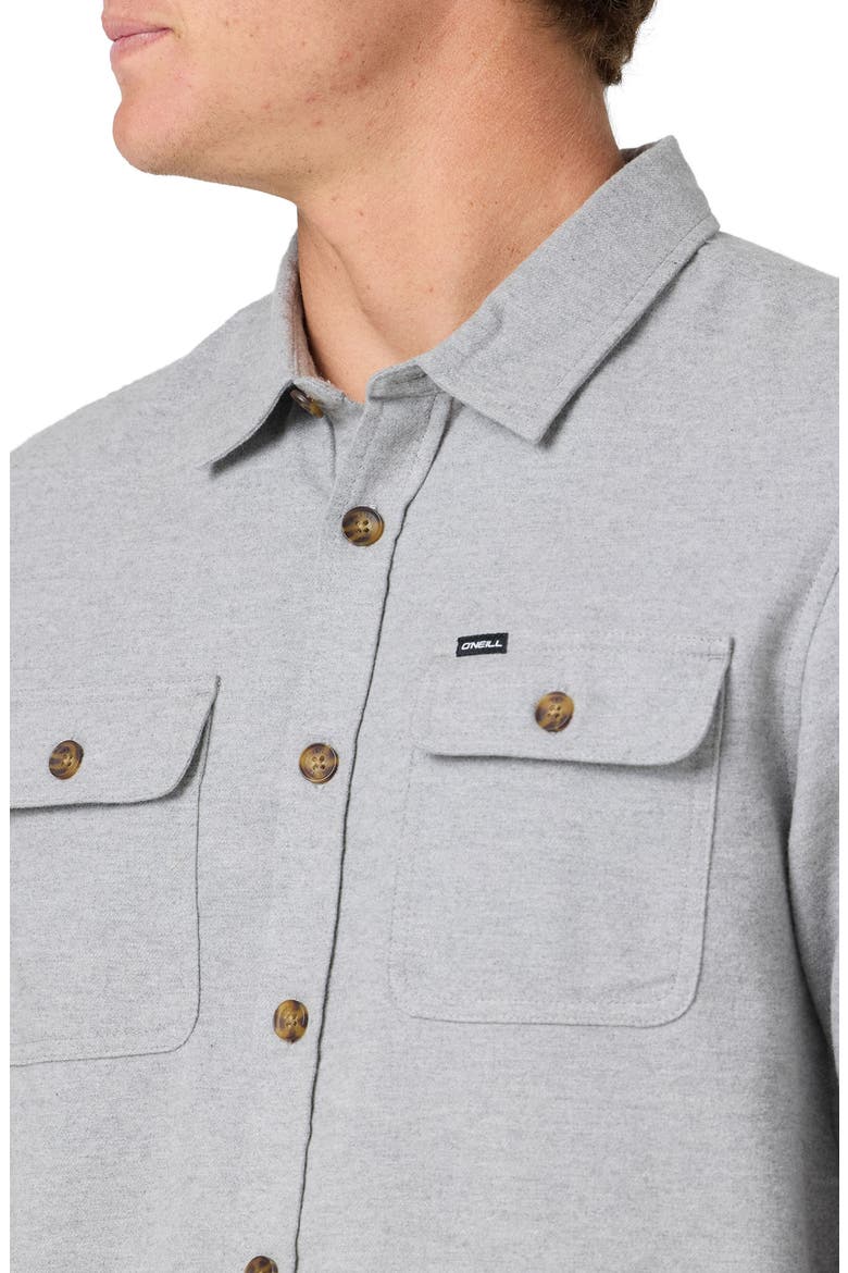 Regent Solid Cotton Flannel Button-Up Shirt, Alternate, color, HEATHER GREY