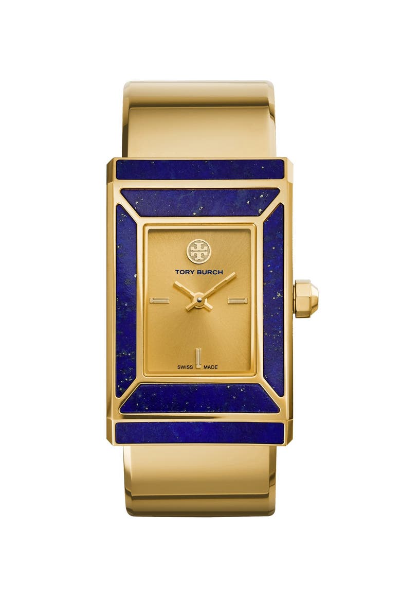 'Robinson' Rectangle Case Bangle Watch, 25mm x 38mm (Limited Edition), Alternate, color, GOLD/ LAPIS