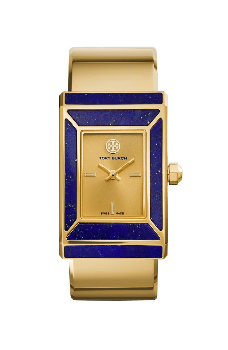 Tory Burch 'Robinson' Rectangle Case Bangle Watch, 25mm x 38mm, Alternate, color, 