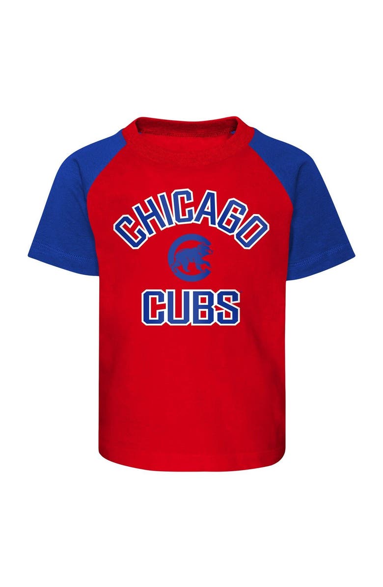 Outerstuff Preschool Chicago Cubs Red/Heather Gray Groundout Baller Raglan T-Shirt & Shorts Set, Alternate, color,