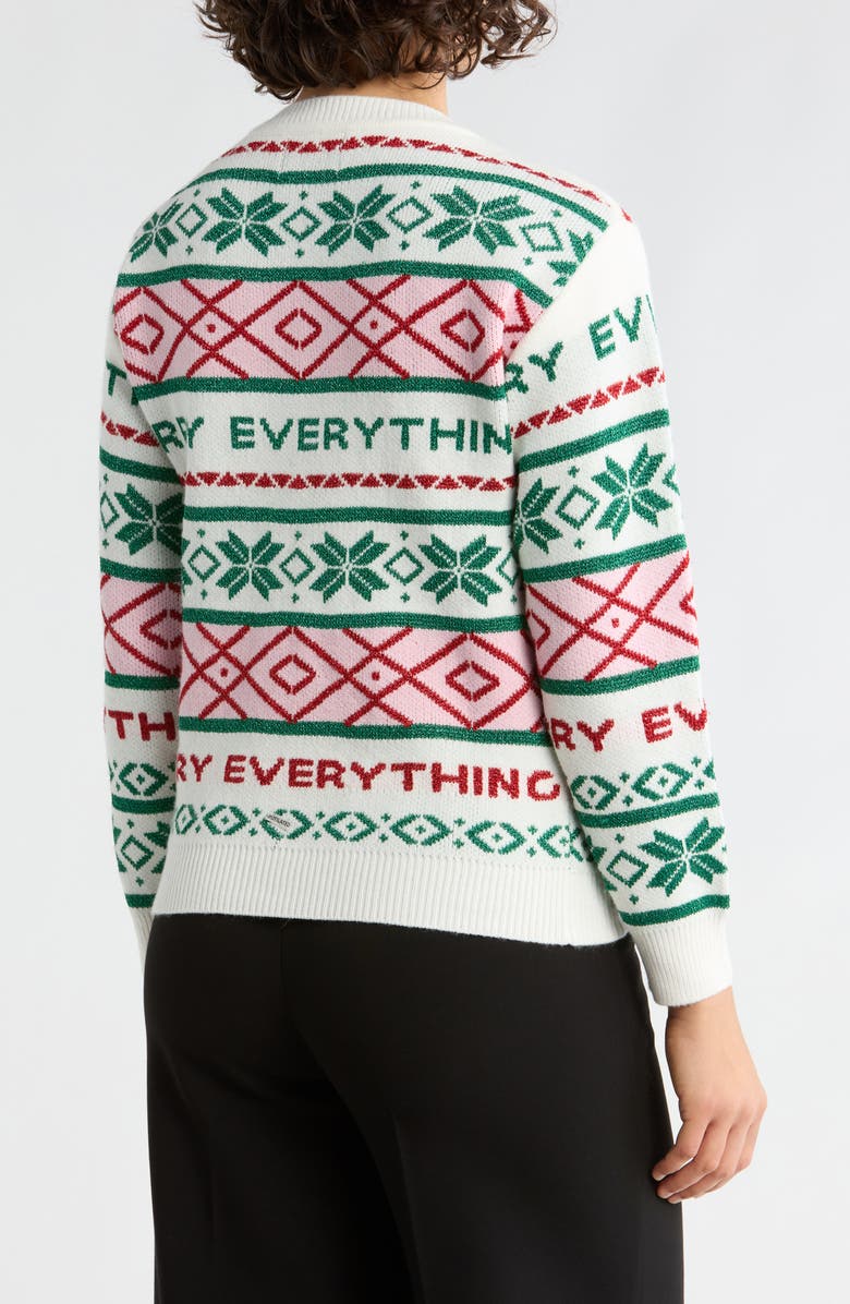 Vigoss Merry Everything V-Neck Sweater, Alternate, color, White Multi
