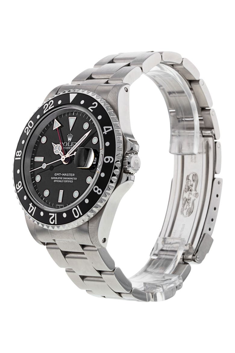 Rolex Preowned GMT Master Bracelet Watch, 40mm, Alternate, color, BLACK