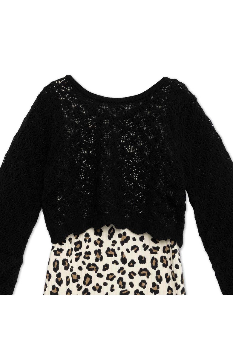Speechless Kids' Two-Piece Sweater & Dress Set, Alternate, color, Tan Black Leopard