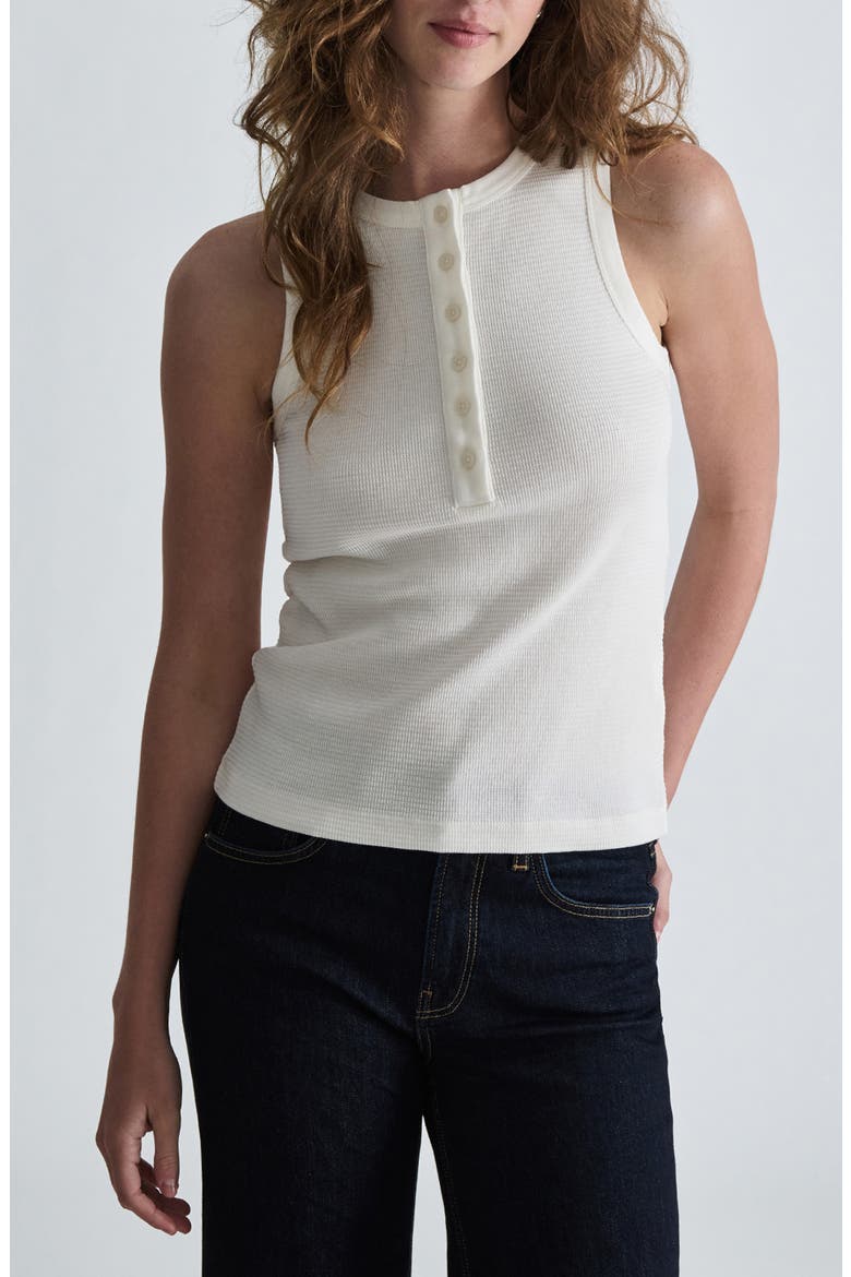 Waffle Knit Henley Tank, Main, color, ANTIQUE WHITE