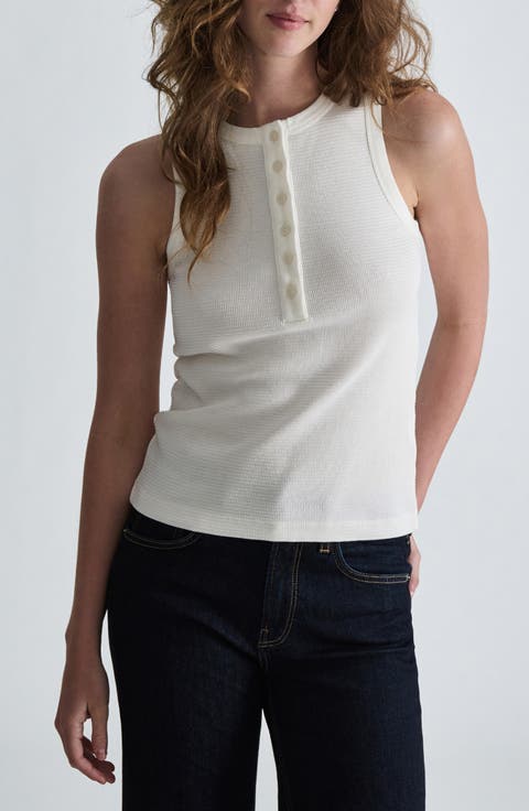 Waffle Knit Henley Tank