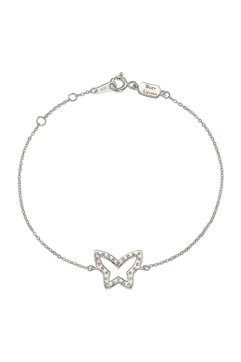 14K White Gold Diamond Butterfly Bracelet - 0.30 ctw, Alternate, color, WHITE