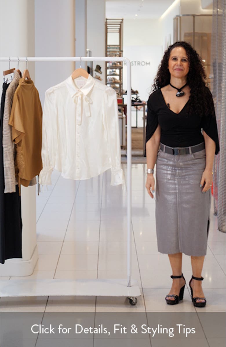 Troyer Tie Neck Silk Button-Up Shirt, sales video thumbnail