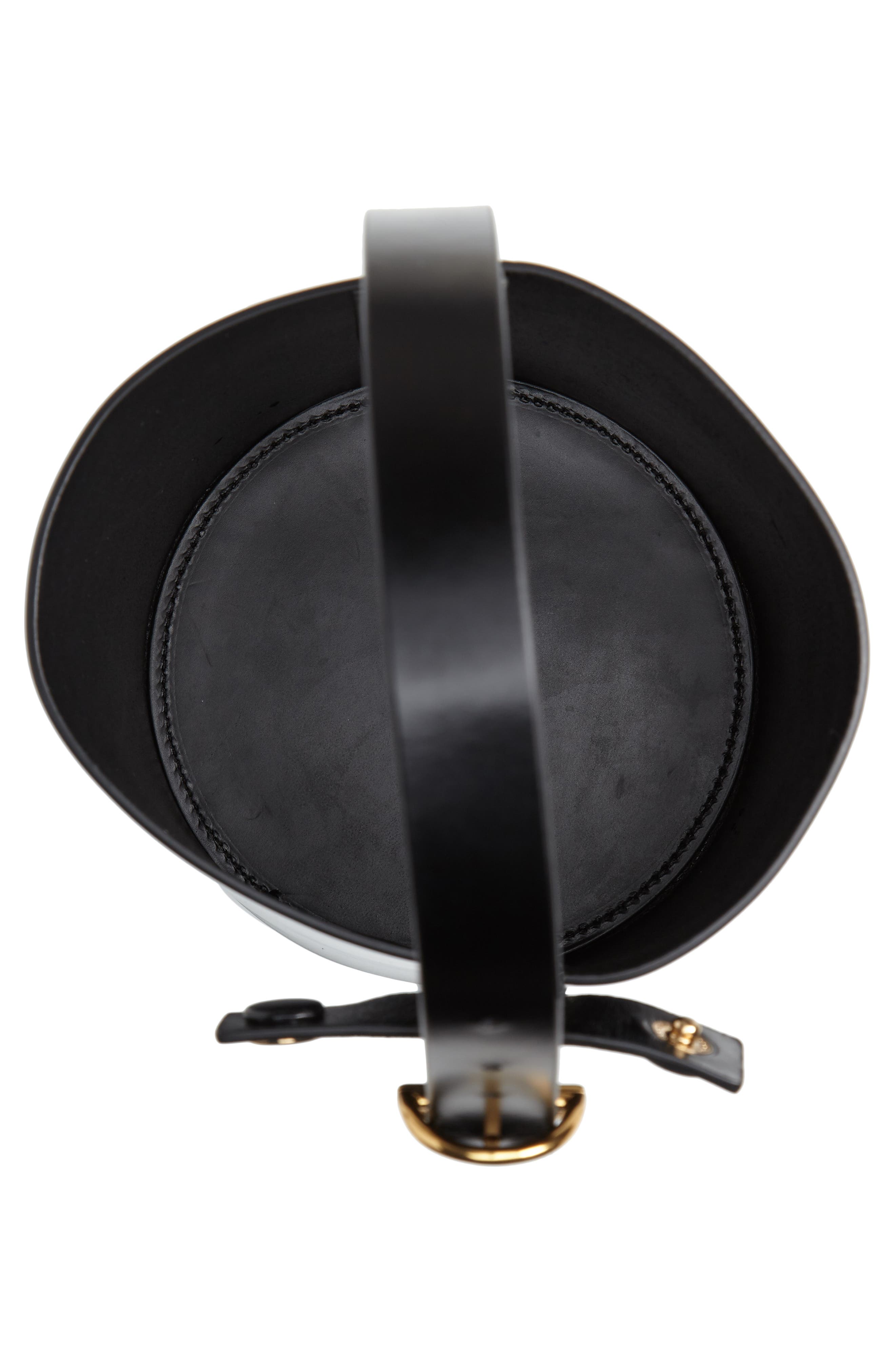 Small Leather Bucket Bag, Alternate, color, BLACK