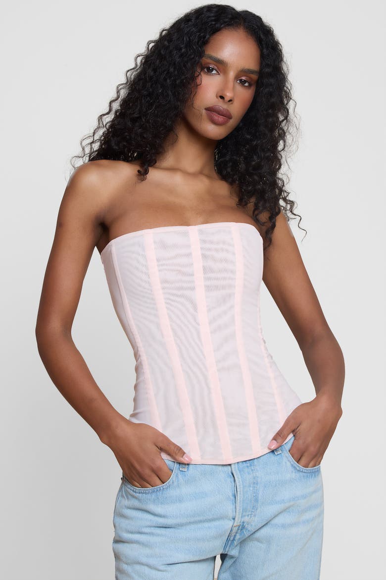 Muse Mesh Corset Top, Alternate, color, Pink