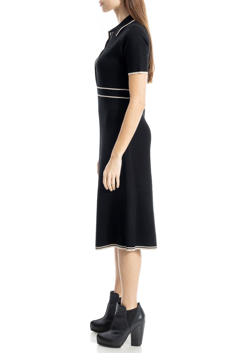 MAX STUDIO Short Sleeve Sweater Dress, Alternate, color, Black/ Bone