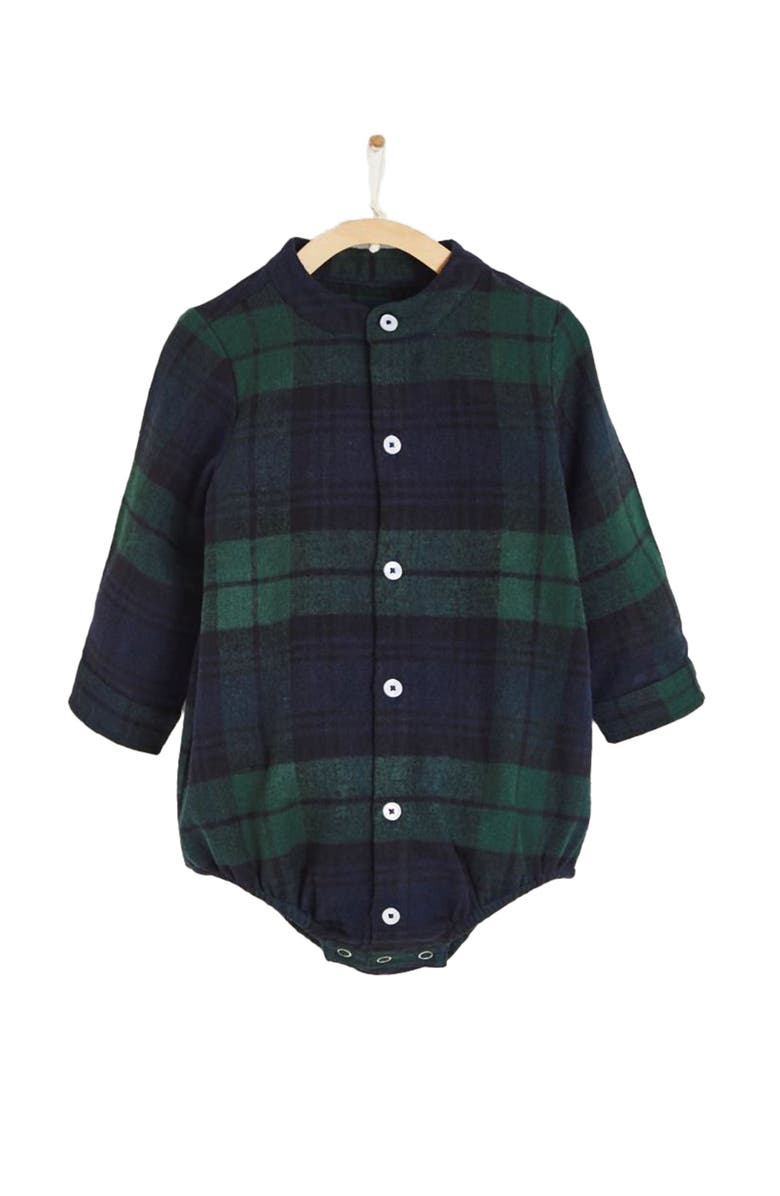 Babycottons Premium Cotton Christmas plaid Shirt Bodysuit For Infant, Main, color, 