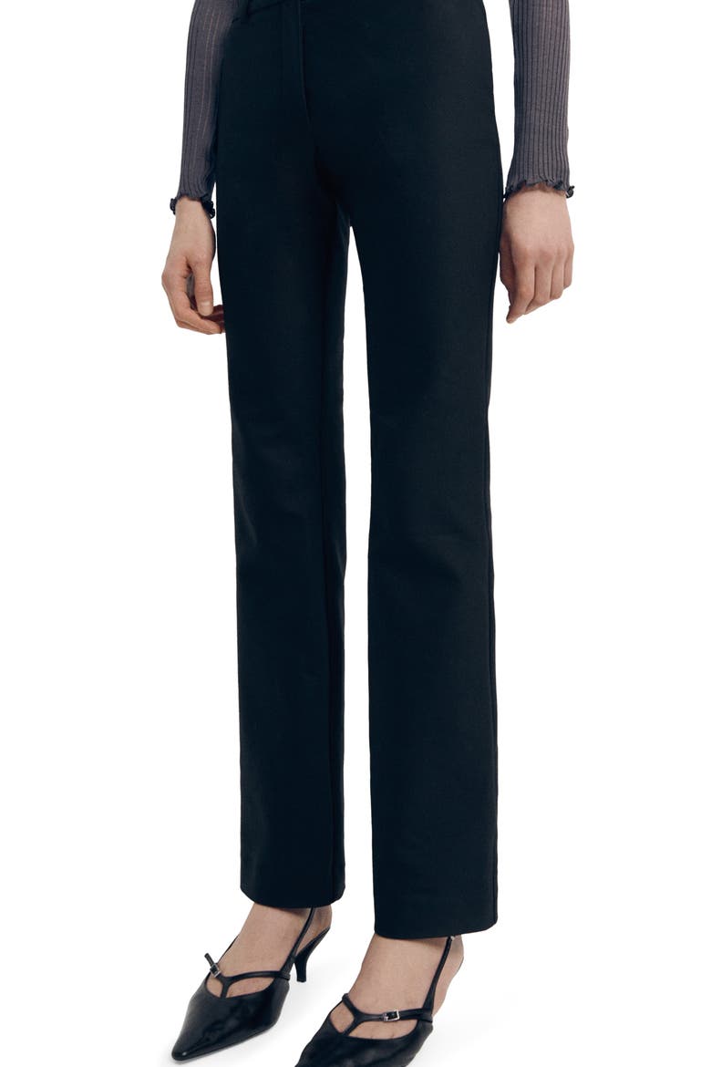 Back Zip Slit Cotton Blend Pants, Main, color, BLACK