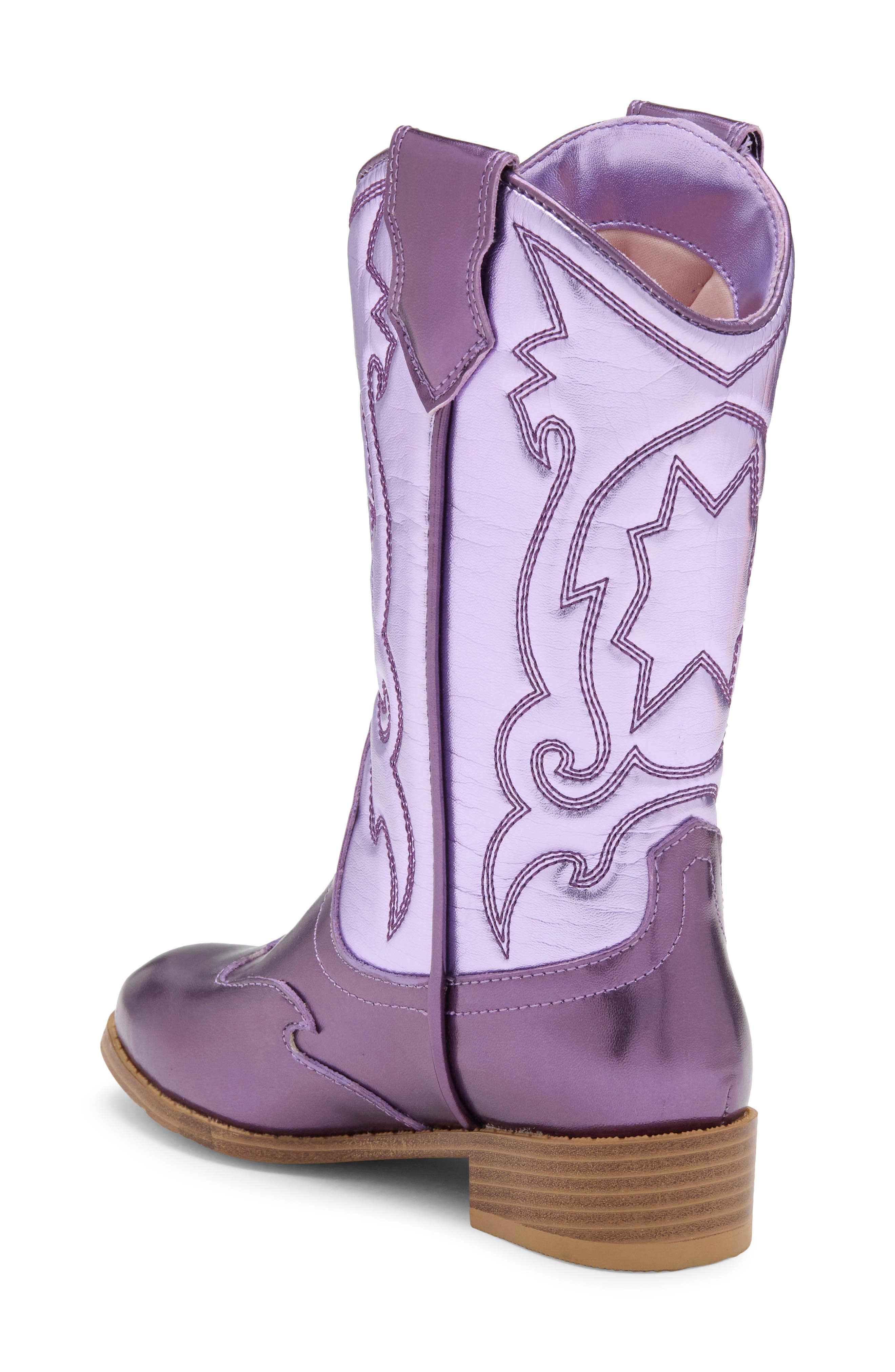 Kids' Carlee Western Faux Leather Boot, Alternate, color, PURPLE METALLIC