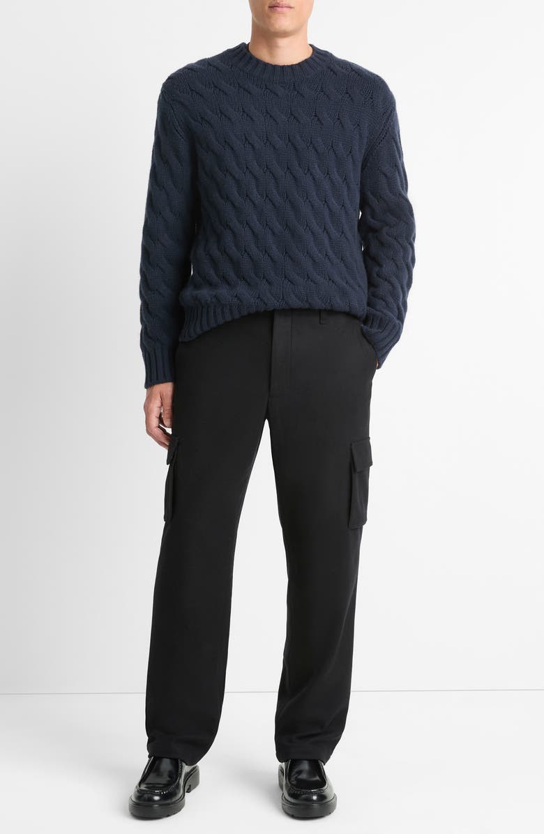 Vince Cable Stitch Crewneck Wool Sweater, Alternate, color,