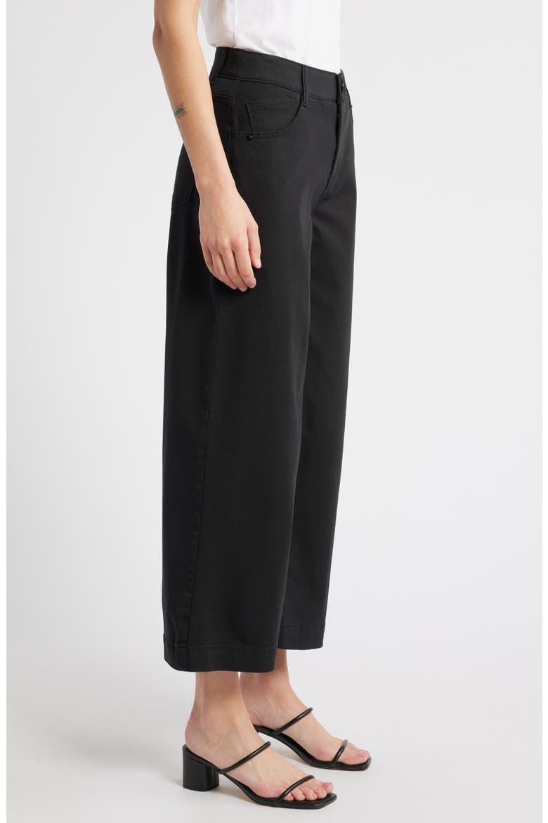 Sam High Waist Ankle Wide Leg Twill Pants, Alternate, color, BLACK