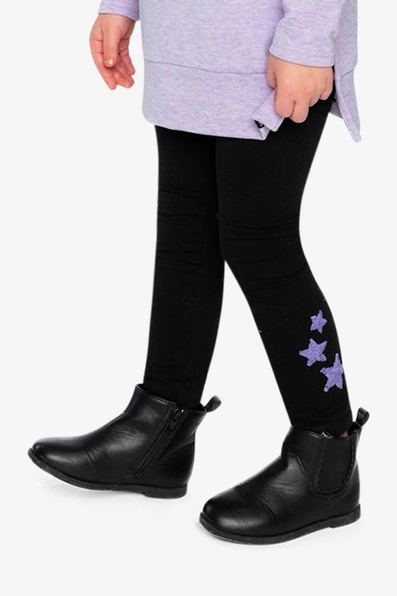Organic Cotton Shimmer Star Jersey Leggings, Alternate, color, Black