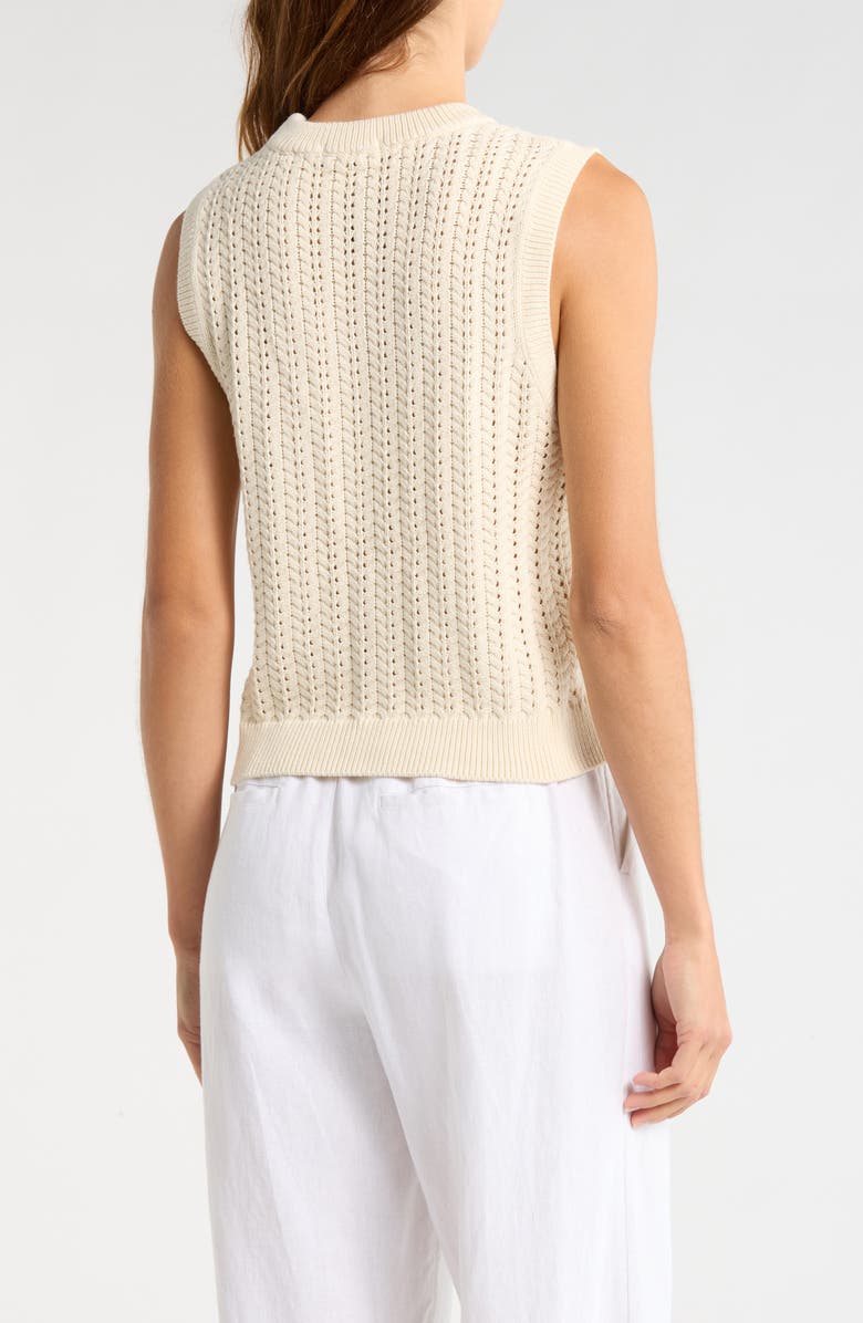Marine Layer Mina Cotton Pointelle Sweater Tank, Alternate, color, Cream