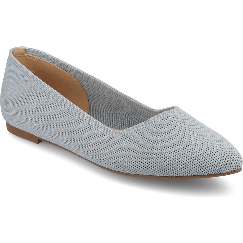Journee Collection Minnah Knit Almond Toe Flat In Blue