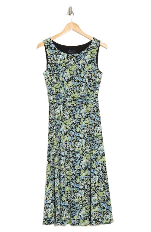 Connected Apparel Shirred Waist Midi Dress In Lime