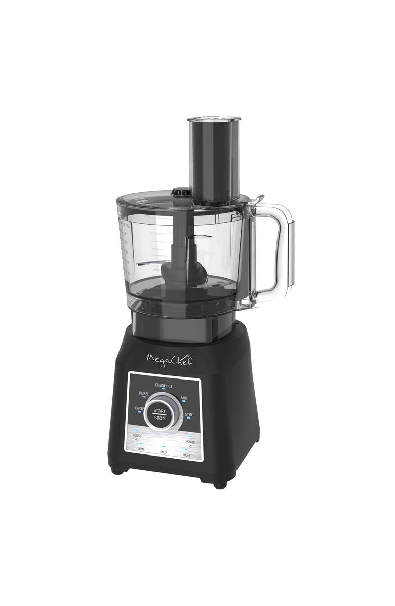 Megachef 1400 Watt Knob Panel 8 Cup Blender with Food Processor and 2 To-Go Cups, Alternate, color, Black