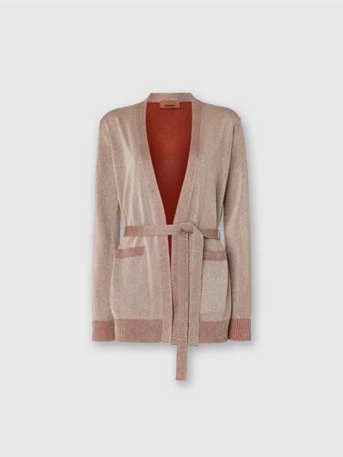 Cardigan With Belt In Lamé